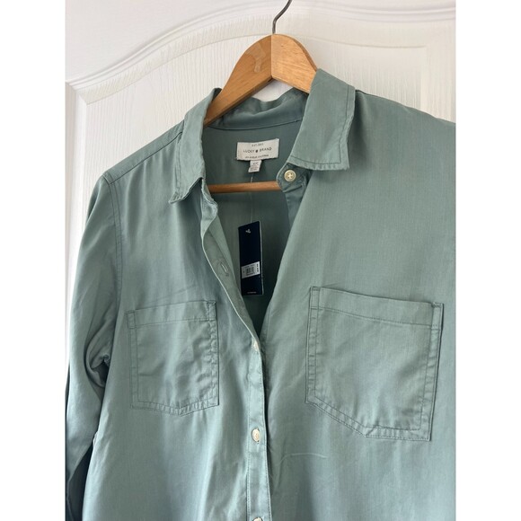 NWT Lucky Brand Long Sleeve Button Up Shirt Light Grayish Green Size S - Picture 2 of 9